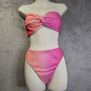 Zaful 2 Piece Bikini Set Swimsuit Bandeau Size Medium (6) ‎ Multicolor Tie Back
